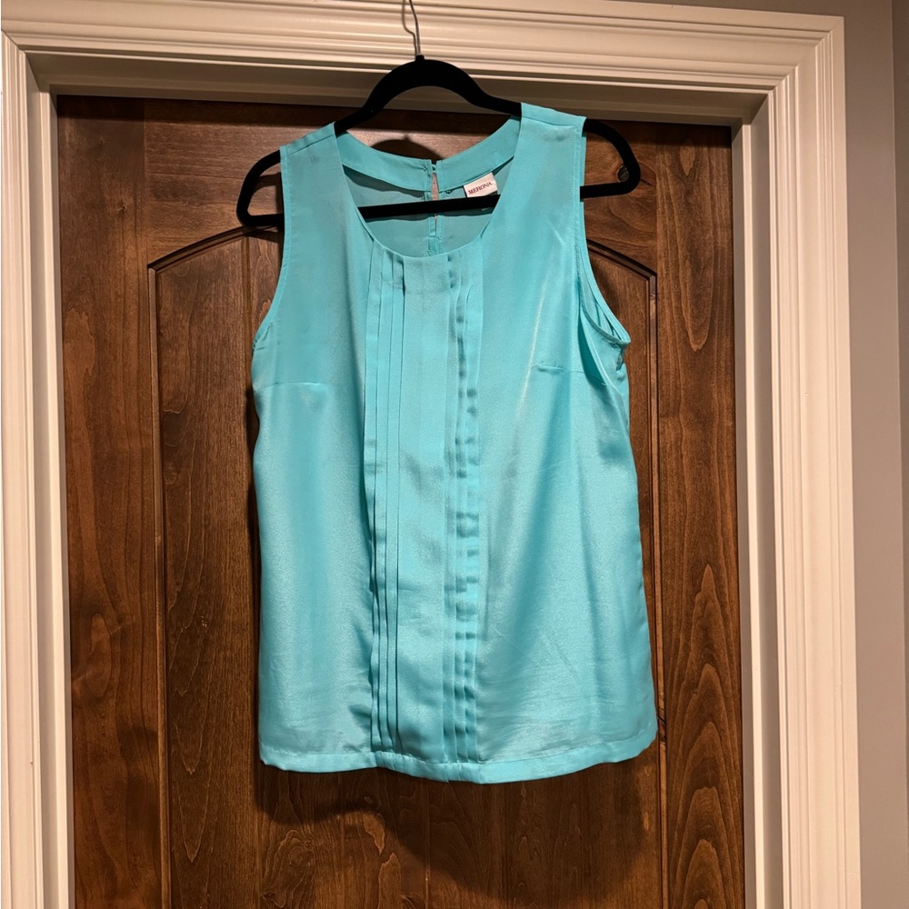 Aqua sleeveless blouse